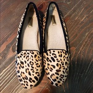 Birdies Leopard Print Calf Hair Loafers